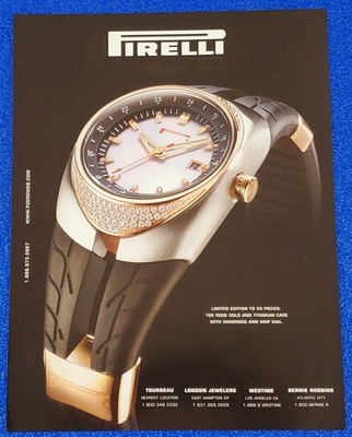 2006 PIRELLI PZERO TEMPO DIAMONDS GOLD TITANIUM WRISTWATCH FASHION PRINT AD