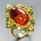 Handmade 7 ct Natural Amber Ring 925 Sterling Silver Size 8.5 /R452852