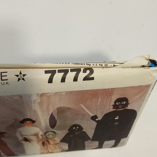 Star Wars McCall's Vintage Pattern 7772, Ex.Small,Leia,Darth,Chewy, Yoda, UNCUT - Picture 2 of 6