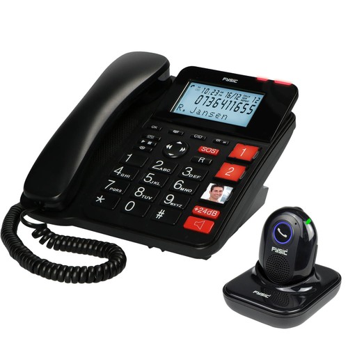 FX3960 Telephone Filaire - avec emetteur d'Alarme SOS sans Fil - Grand ecran ret - Zdjęcie 2 z 6