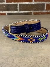 Veg Hand Beaded Tooled Leather Thunderbird Belt Western Native American HK 31.5  