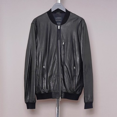 ALL SAINTS Leather Jacket Mens XXL Black Biker Bomber Oasis Celebrity BLENHAM