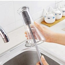 Silicone Milk Bottle Brush Cup Scrubber Glass Cleaner Kitchen Cleaning Tool Long