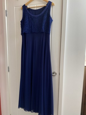 Jaques London Brautjungfern- oder Abendkleid mitternachtsblau UK-Größe 12 volle Länge 