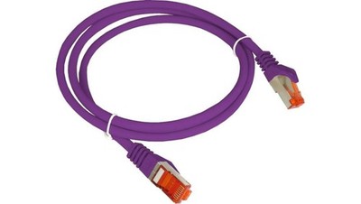 5904204402842 Patch-cord S/FTP kat.6A LSOH fioletowy 1m ALANTEC A-LAN