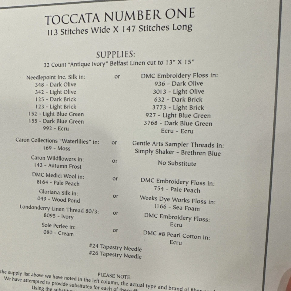 The Drawn Thread Needlework Designs: Toccata Number One-Pattern Only  (2003) - Image 4 of 4