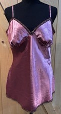 Vintage Xhilaration Women s Rose Satin Full Slip cami Size M Lace Trim