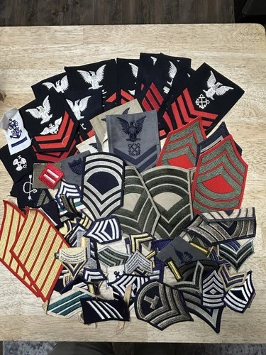Vtg Lot Of Assorted WWII WW2 US Military Patches Embroidered Stripes Army Navy