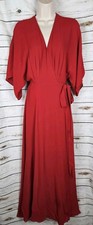 Reformation Winslow Red Draped Wrap Maxi Dress M Viscose Dolman 3/4 Sleeves