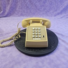 Vtg Beige AT T Push Button Desk Phone 2500DMGB 85189 Made in USA TESTED  WORKS 