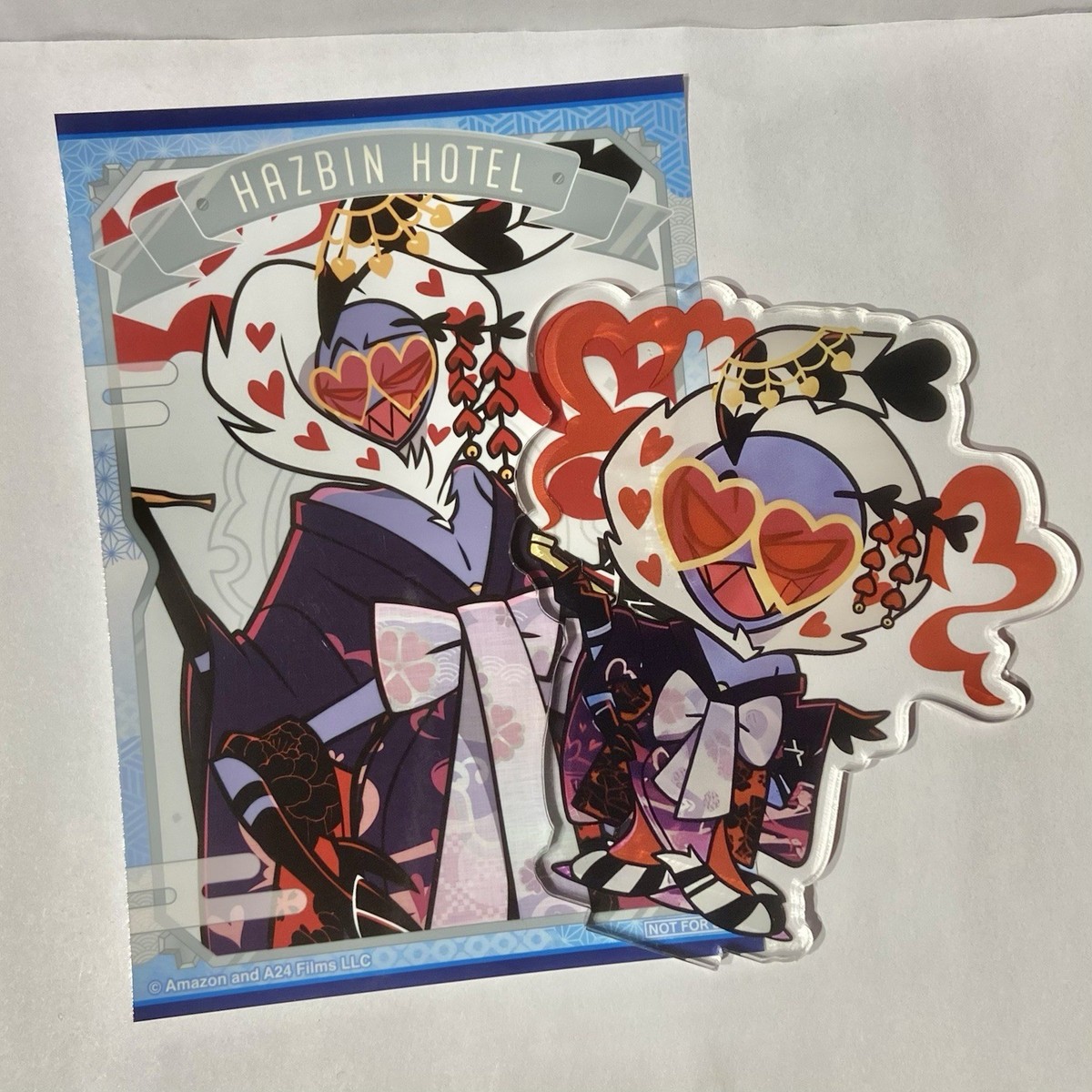 Hazbin Hotel Valentino Jumbo Kimono Card & Fan Made Acrylic w/ NO