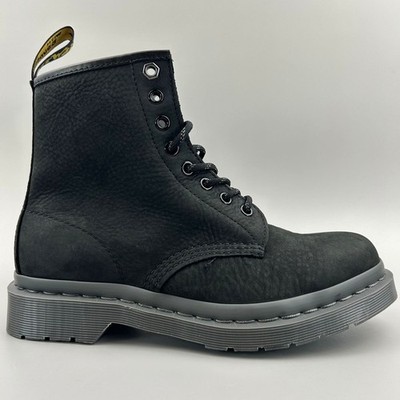 Dr. Martens 1460 Women Size 8 Black Milled Nubuck WP Leather Boots 27671 NEW