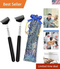 Portable Extendable Back Scratcher, 2 Pack Metal Telescoping Backscratchers f...