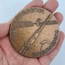Spacenet Arianespace GTE Bronze Medallion Medal 1984