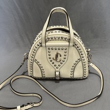 Jimmy Choo White Cream Leather Hand Bag With Silver Studs