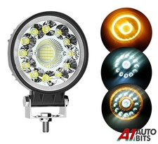 1X 4 " LED Rund Arbeits Licht Blinker Warn Bernstein Weiß 12-24v Hazard Stange