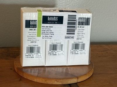 3 BOTTLES - NEW Liquitex Professional Acrylic Ink 30ml Bottles VIVID LIME GREEN