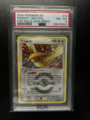 2004 POKEMON EX FIRE RED & LEAF GREEN 10 PIDGEOT-REVERSE FOIL PSA 8