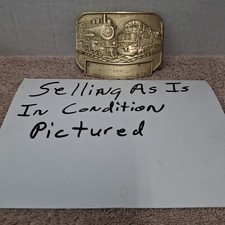 Vintage Train Locomotive Railroad Belt Buckle Brass 1984 Waisted Belts Inc