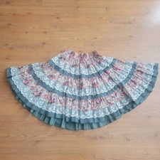 Vintage Square Up Fashions Prairie Skirt M Paisley Lace Tiered Full Circle