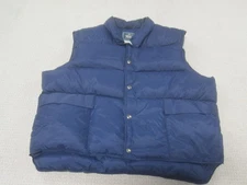 Woolrich Down Puffer Vest Mens XL Navy Snap Front Pockets Made in USA 21035