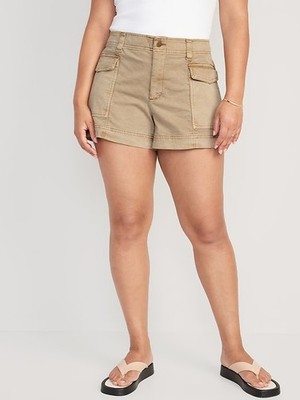 OLD NAVY by Gap ~ New! Plus 2X XXL ~ KHAKI Mid-Rise Cargo Pocket Cotton Shorts