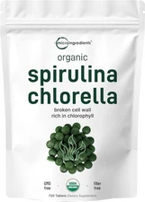Organic Chlorella Spirulina Tablets, 3000mg Per Serving, 720 Counts, 4... 