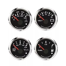 W PRO Series 4 Gauge Set - 52Mm 2-1/16" Volt, Fuel Level, Water Temperature & Oi