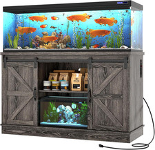 Farmhouse 55-75 Gallon Aquarium Stand with Power Outlet Sliding Barn Door
