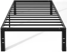OLIXIS Metal Twin Bed Frame - 14in High with Storage Space, No Box Spring Nee...