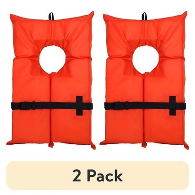 (2 pack) Unisex Adult Type II PFD Life Jacket with Adjustable Belt in