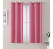 Pair of Blackout Curtains Eyelet Ring Top Ready Made Thick Thermal Curtain Set