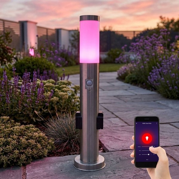 AußEnlampe Stehleuchte Sockelleuchte Bewegungsmelder Smart Rgb Led Steckdose App-image