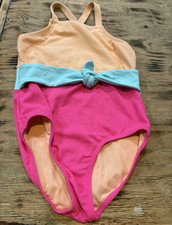 Wonder Nation Girls Colorblock One-Piece Swimsuit L 10-12 Lined Textured