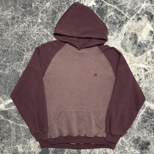 Vintage Russell Athletic Hoodie Mens XL 90s Y2K Maroon Burgundy Blank Sweatshirt
