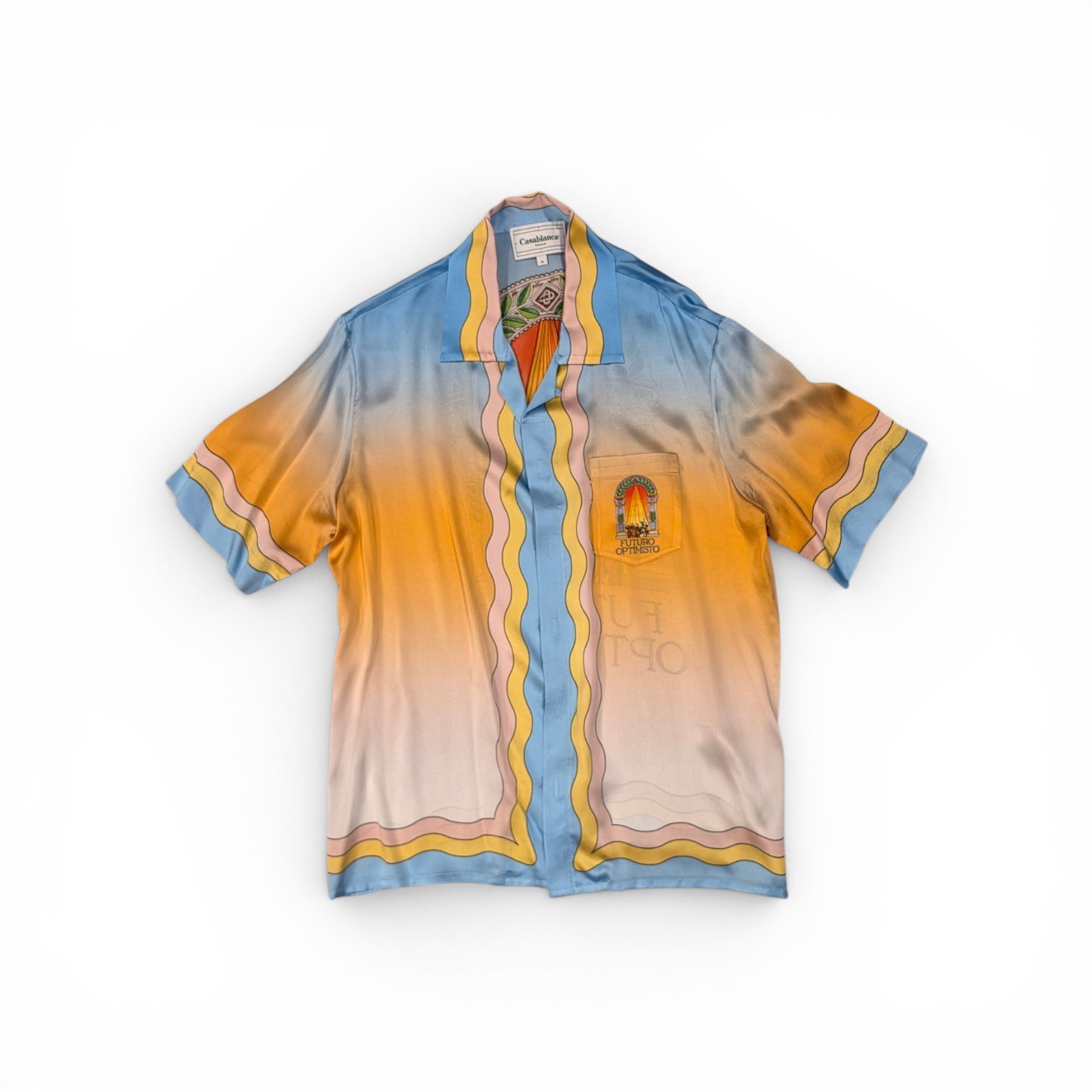 Casablanca Tennis Club Futuro Optimisto Silk Button-Up Shirt Multicolor M