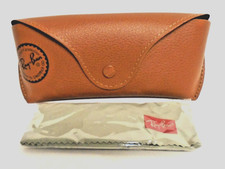 Ray-Ban Semi Hard Brown Faux Leather Case for Glasses with Cleaning Cloth New FS