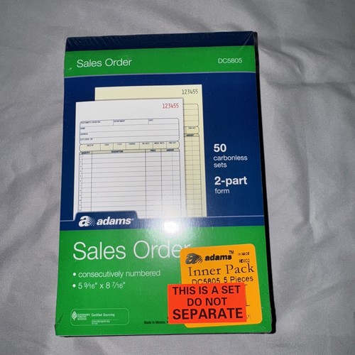 Adams 2-Part Carbonless Sales Orders Book (5 Pack Of 50) 250 Carbonless Total