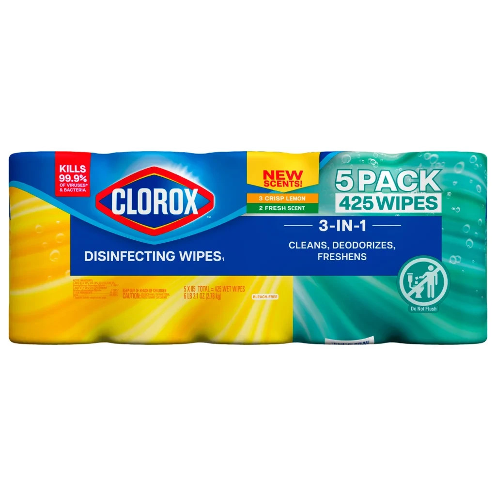 Clorox Disinfecting Wipes, 5 Pack (85-ct. Each) – Total 425 Cleaning Wipes