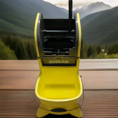 Ecolab Yellow Plastic Mop Bucket w/ Down-Press Wringer & Wheels