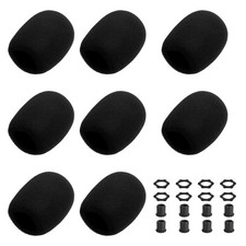 8 Set Mic Cover Foam, 1.5" Silicone Ring, Sleeve Holder, Black