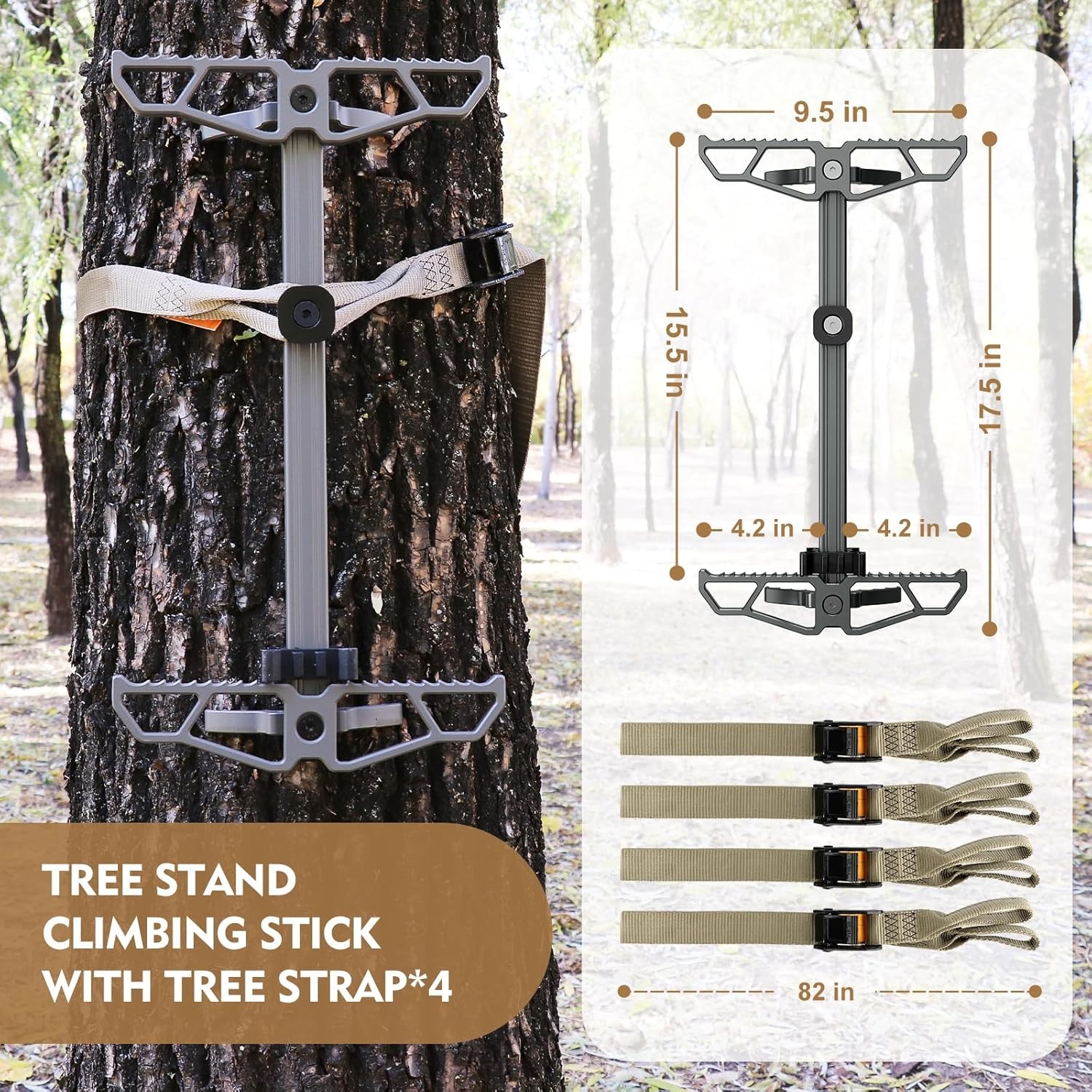 Climbing Sticks,Aluminum Non-Slip Hunting Climbing Steps,Lightweight Tree Climbi