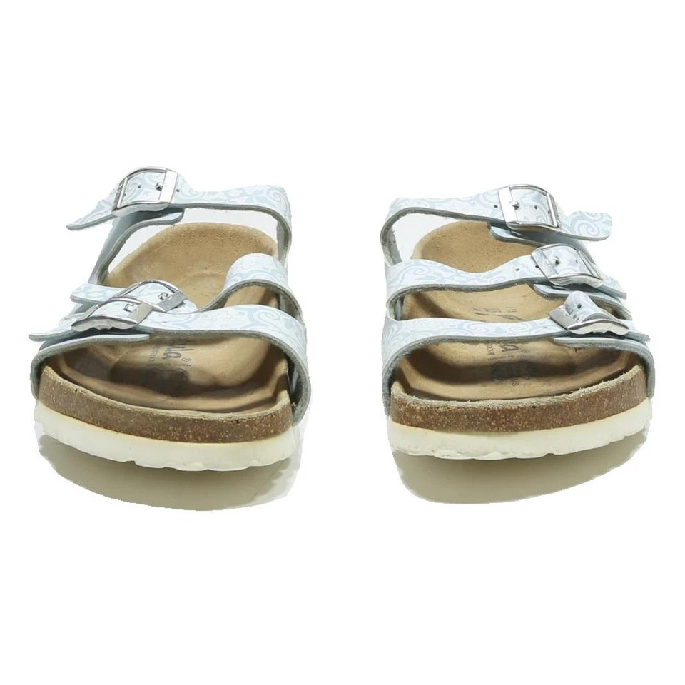 Sandalias BETULA para mujer de cuero azul y blanco con tiras UK 8 cómodas ligeras Foto 4 de 4