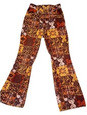 Vintage 70s-80s Funky Pattern Corduroy Flare Pants Size 25x26 Youth/Kids 12