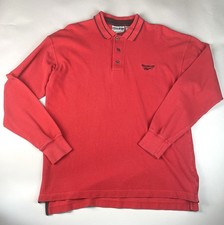 Vintage 90's Red Embroidered Reebok SGOLF Rugby LS polo Shirt M - FADED
