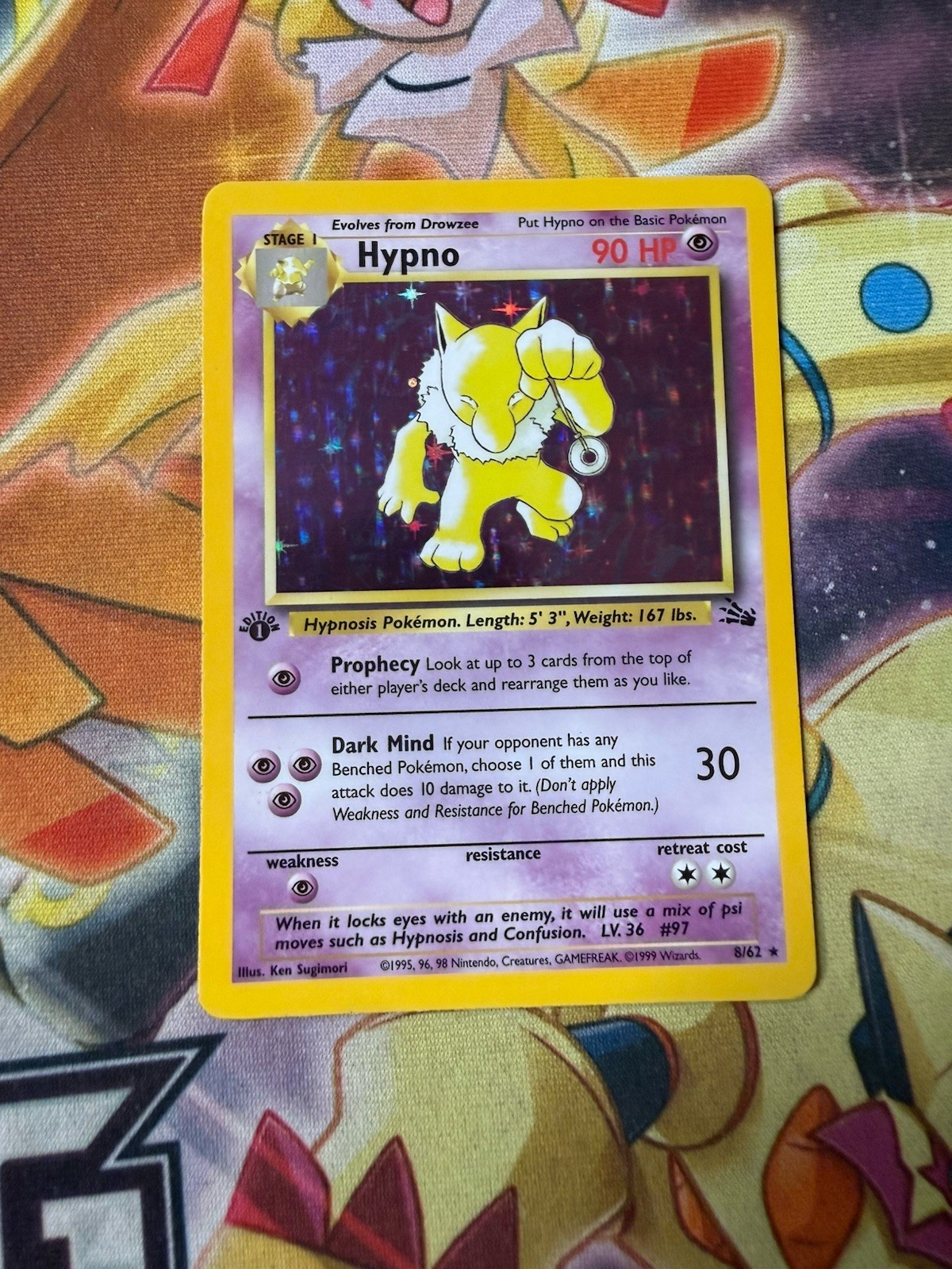 Hypno Fossil Holo 1st Edition 8/62 - Pokemon Card - NM