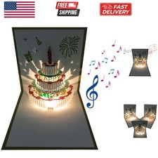 3D Pop Up Birthday Cards,Warming LED Light Birthday Cake Music Happy Birthday...