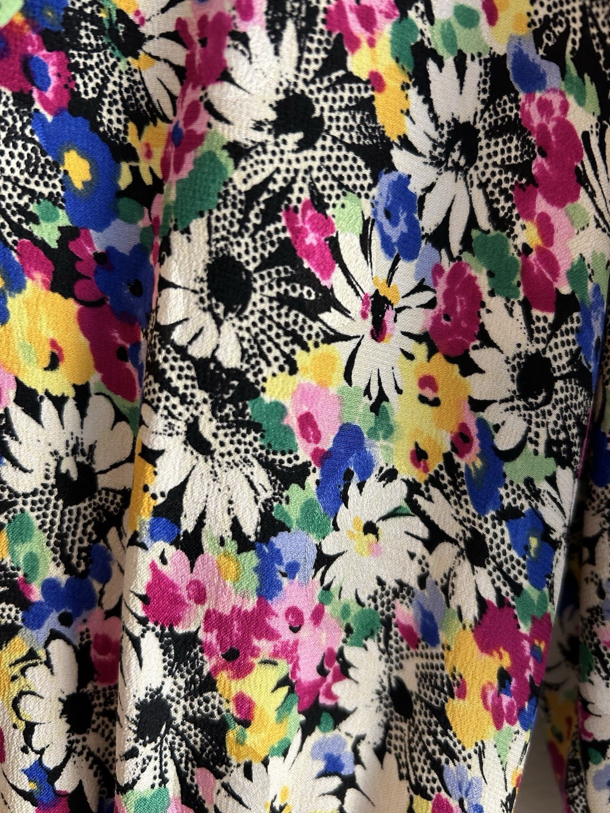 Vintage 80s Miss O By Oscar De La Renta Silk Floral Dress 4 Romantic Bow Collar 