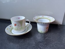 Haviland Limoges Porcelain "Floralies" Demitasse Cup, Saucer & Tea Light Set