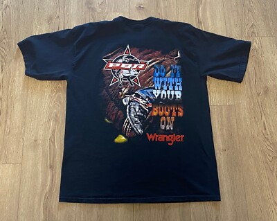 Vintage 00s Wranger Do It With Your Boots On PBR Black T-Shirt Men's Size Large